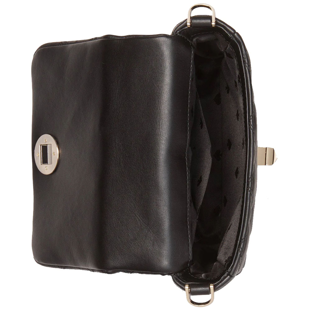 Kate Spade Sling Bag Natalia Quilted Smooth Leather Square Crossbody Black # K8162