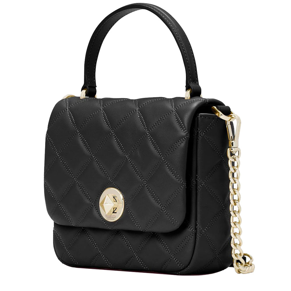 Kate Spade Sling Bag Natalia Quilted Smooth Leather Square Crossbody Black # K8162