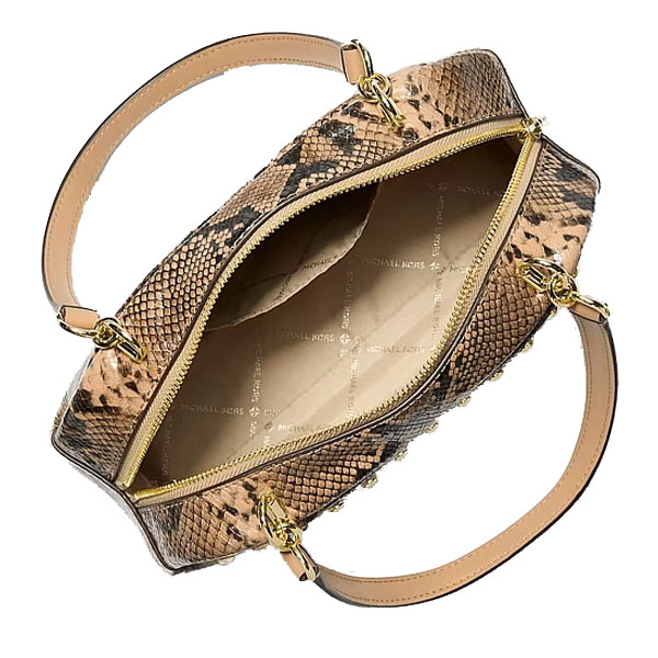 Michael Kors Cecily Small Studded Snake Embossed Shoulder Bag Camel Beige # 35S6G8CL1G