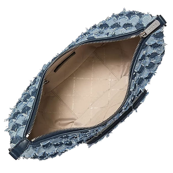 Michael Kors Merritt Medium Patchwork Denim Convertible Shoulder Bag Washed Denim Blue Denim # 35T6S0WS8C