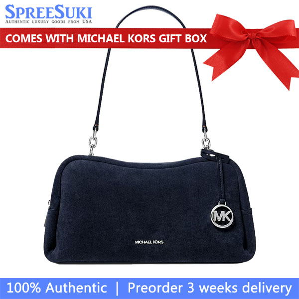 Michael Kors Cecily Medium Suede Shoulder Bag Navy # 35S6S8CL2S