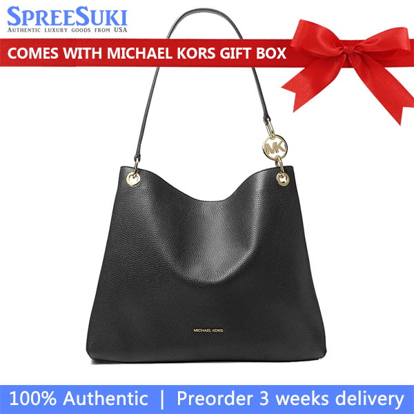 Michael Kors Christina Large Pebbled Leather Shoulder Bag Black # 35T5G8WE6L