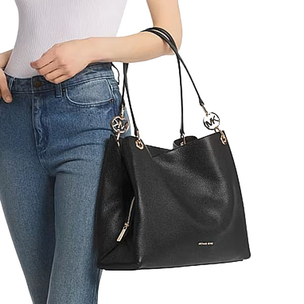 Michael Kors Christina Large Pebbled Leather Shoulder Bag Black # 35T5G8WE6L