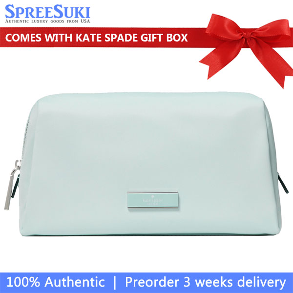 Kate Spade Carter Nylon Cosmetic Pouch Makeup Bag Crisp Sky Sky Blue # KL875