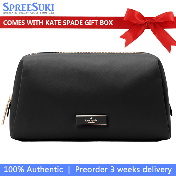 Kate Spade Carter Nylon Cosmetic Pouch Makeup Bag Black # KL875