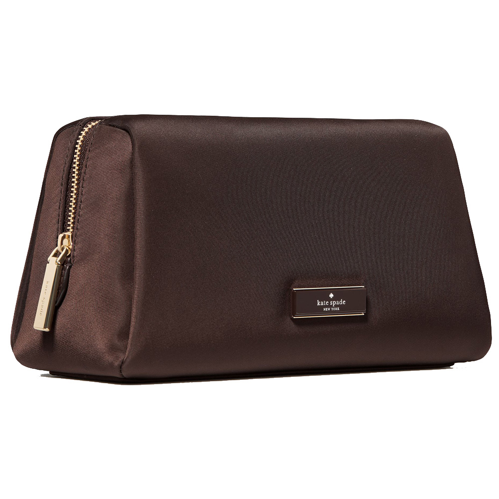 Kate Spade Carter Nylon Cosmetic Pouch Makeup Bag Hot Fudge Chocolate # KL875