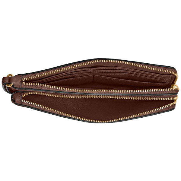Coach Large Wristlet Double Zip Wallet In Signature Canvas Tan Brown # CX161D1
