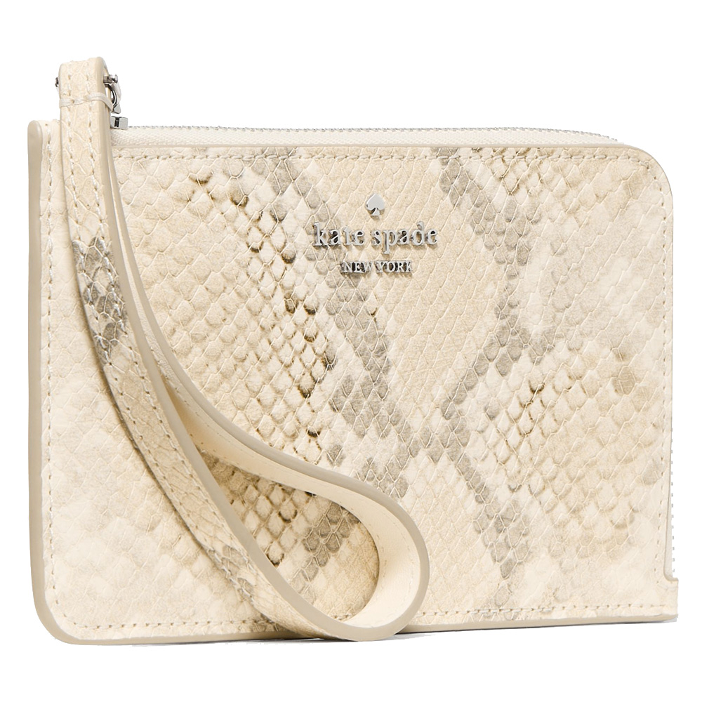 Kate Spade Lucy Snake Small Card Holder Wristlet Natural Multi Beige # KO529