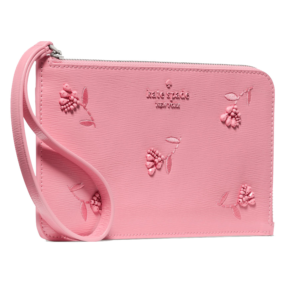 Kate Spade Lucy Floral Wristlet Grapefruit Soda Blush Pink # KN734