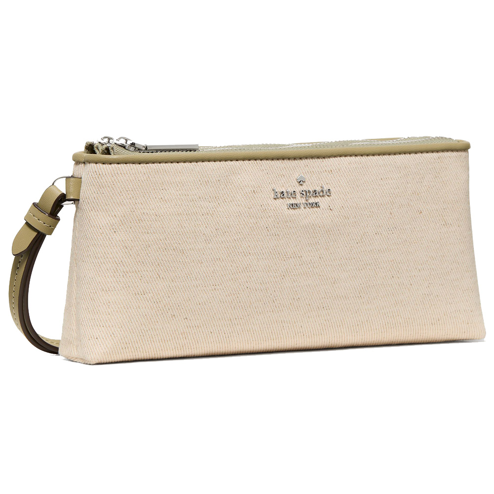 Kate Spade Wren Twill Wristlet Elm Multi Khaki # KO548