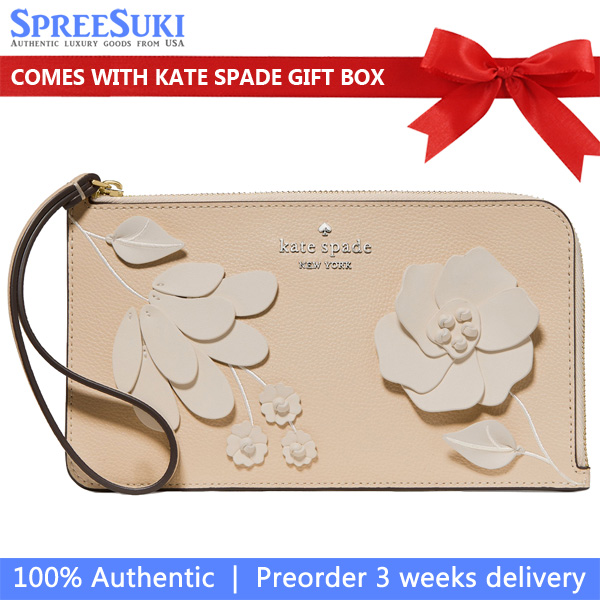 Kate Spade Lucy Floral Wristlet Milk Glass Multi Beige # KP010