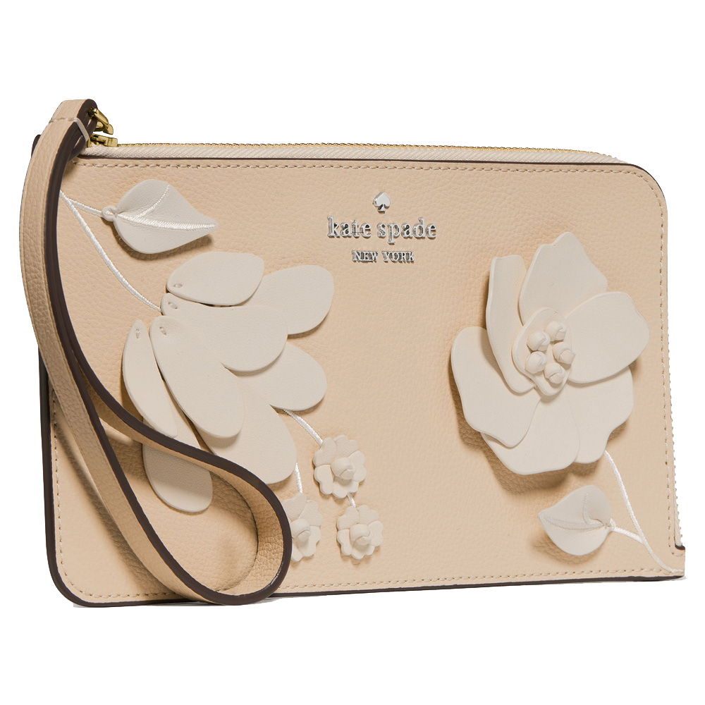 Kate Spade Lucy Floral Wristlet Milk Glass Multi Beige # KP010