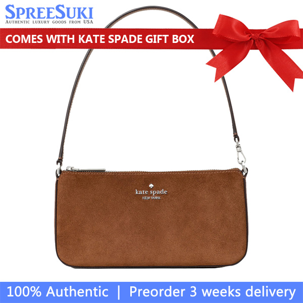 Kate Spade Gemini Suede Pochette Warm Gingerbread Brown # KP533