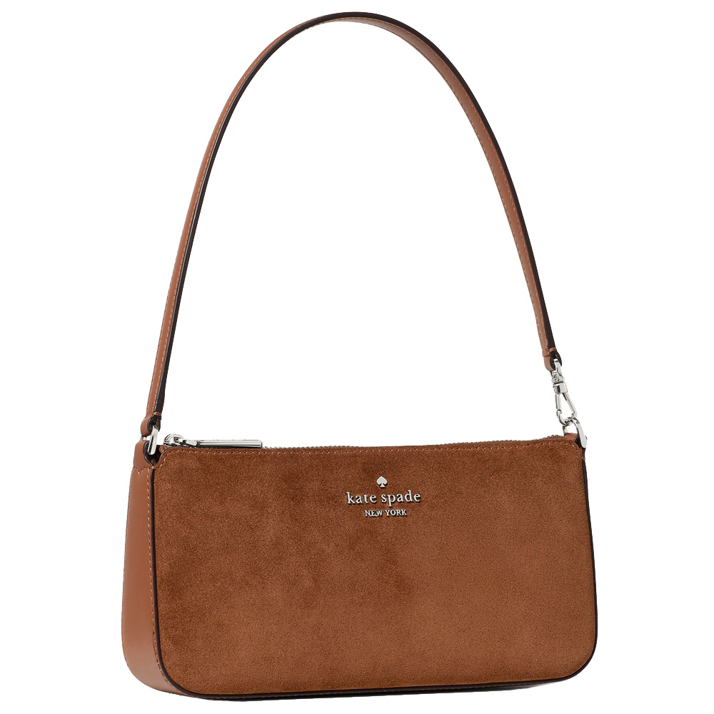 Kate Spade Gemini Suede Pochette Warm Gingerbread Brown # KP533