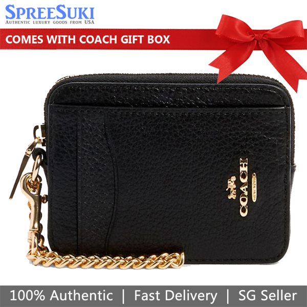 Coach Zip Card Case Black # 6303