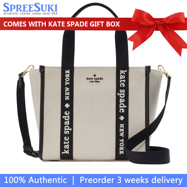 Kate Spade Kip Canvas Small Tote Natural Multi Black # KG767