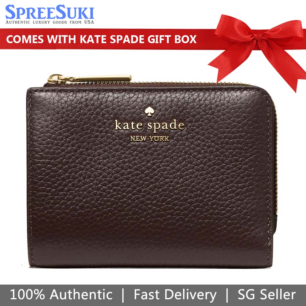 Kate Spade Lena Small L Zip Wallet Hot Fudge Chocolate # KL842
