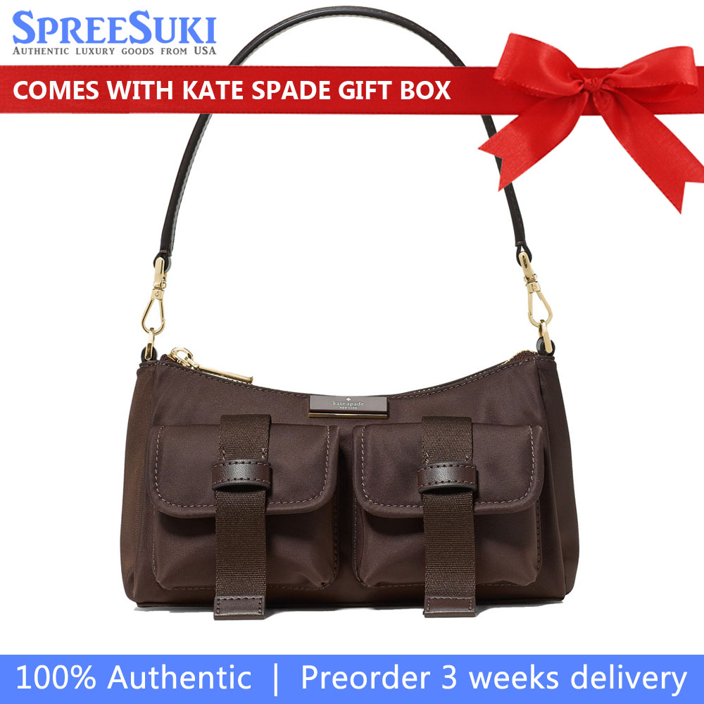 Kate Spade Carter Ksnyl Cargo Crossbody Bag Hot Fudge Chocolate # KN673