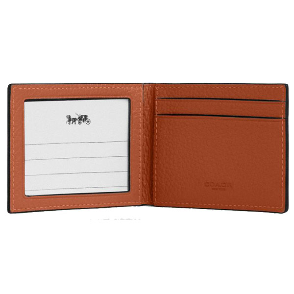 Coach Men Compact Billfold Wallet Amber Brown # CM167