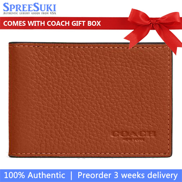 Coach Men Compact Billfold Wallet Amber Brown # CM167