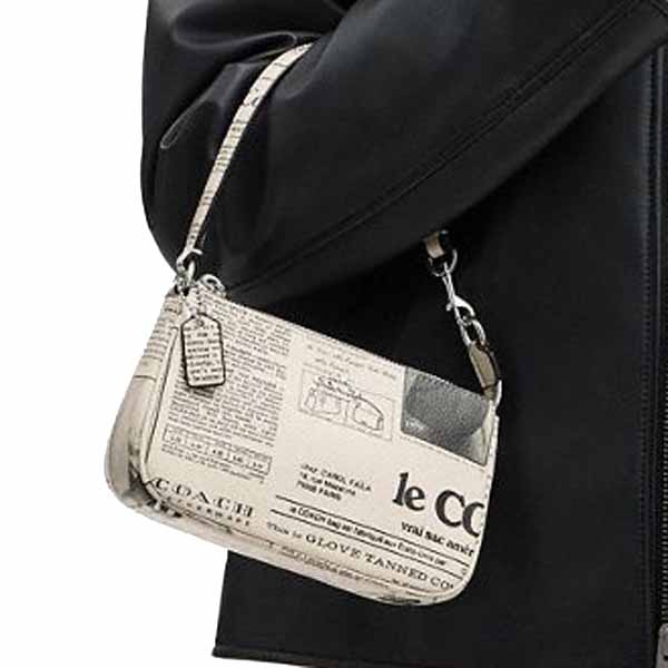 Coach Nolita 19 With Newspaper Print Silver Chalk Multi White # CDC27