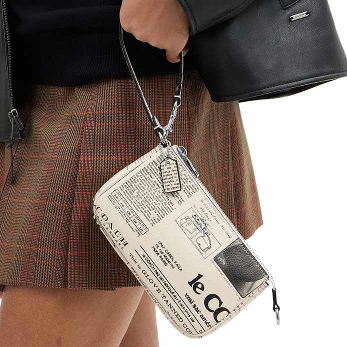 Coach Nolita 19 With Newspaper Print Silver Chalk Multi White # CDC27