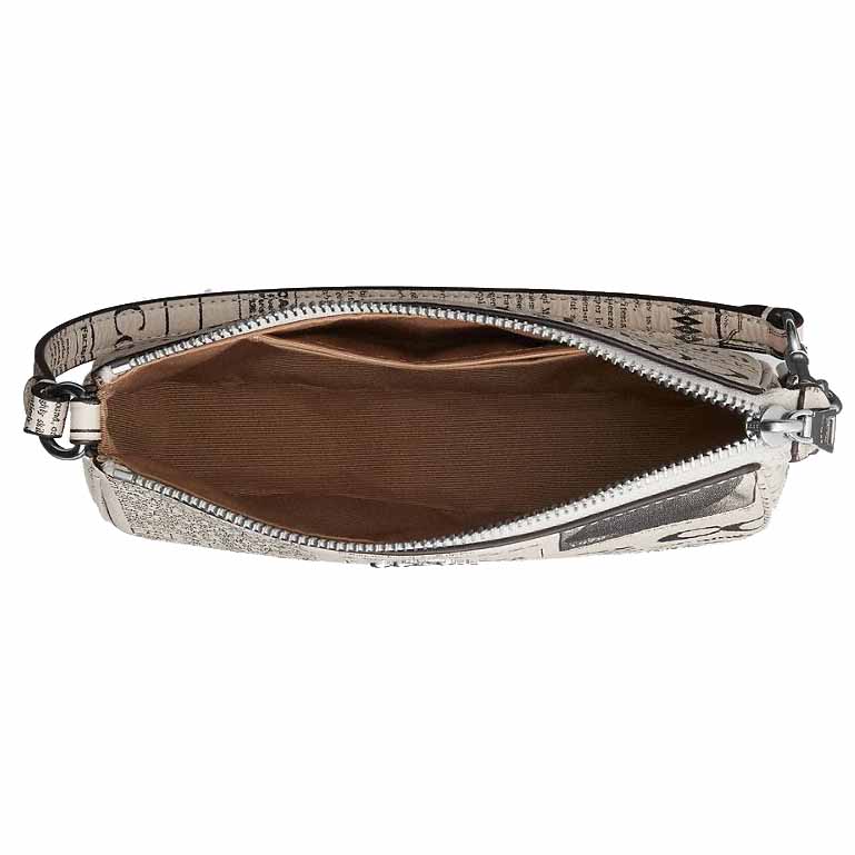 Coach Nolita 19 With Newspaper Print Silver Chalk Multi White # CDC27
