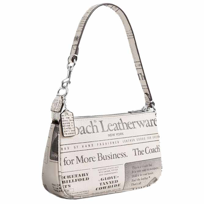 Coach Nolita 19 With Newspaper Print Silver Chalk Multi White # CDC27