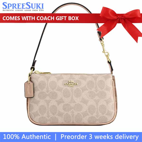 Coach Nolita 19 In Blocked Signature Canvas Sand Tan # CY236