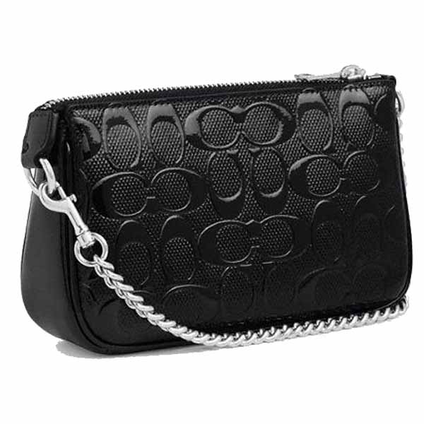 Coach Nolita 19 In Signature Leather With Heart Charm Silver Black # CDY97