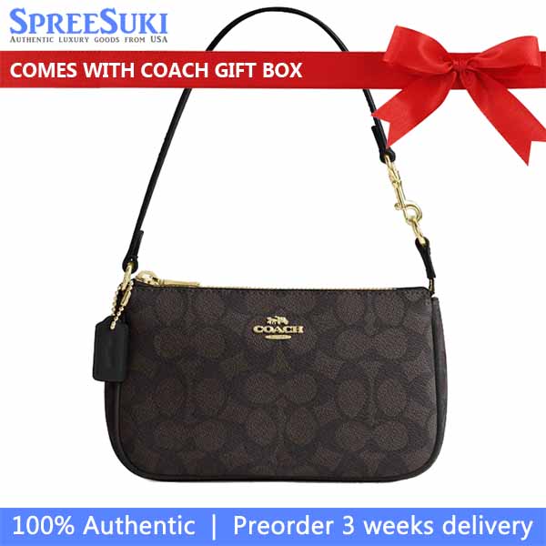 Coach Nolita 19 In Signature Canvas Walnut Black Dark Brown # CW426