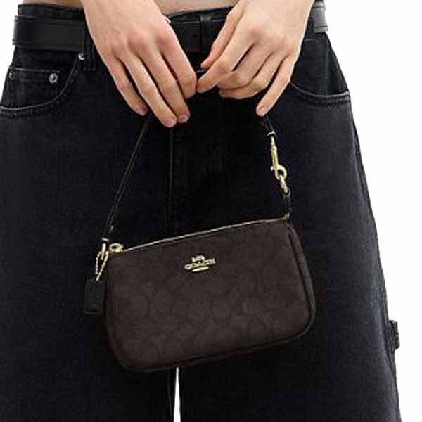 Coach Nolita 19 In Signature Canvas Walnut Black Dark Brown # CW426