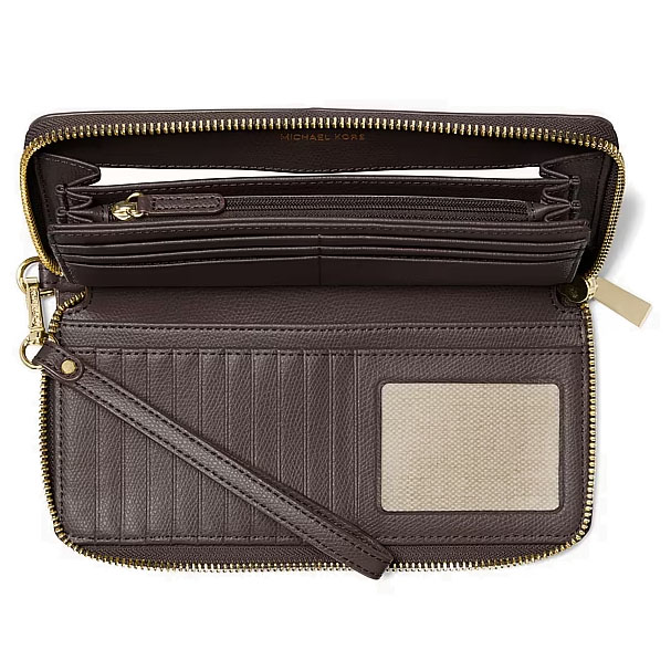 Michael Kors Jet Set Travel Large Leather Continental Wallet Chocolate Brown # 32F4GJ6T3L