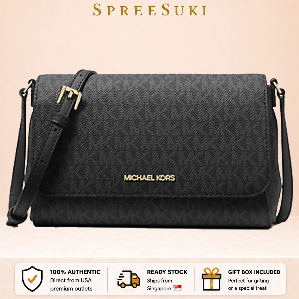 Michael Kors Crossbody Bag Sling Pouch Medium Convertible Pouchette Jet Set Item Black # 35H8GTTC6B