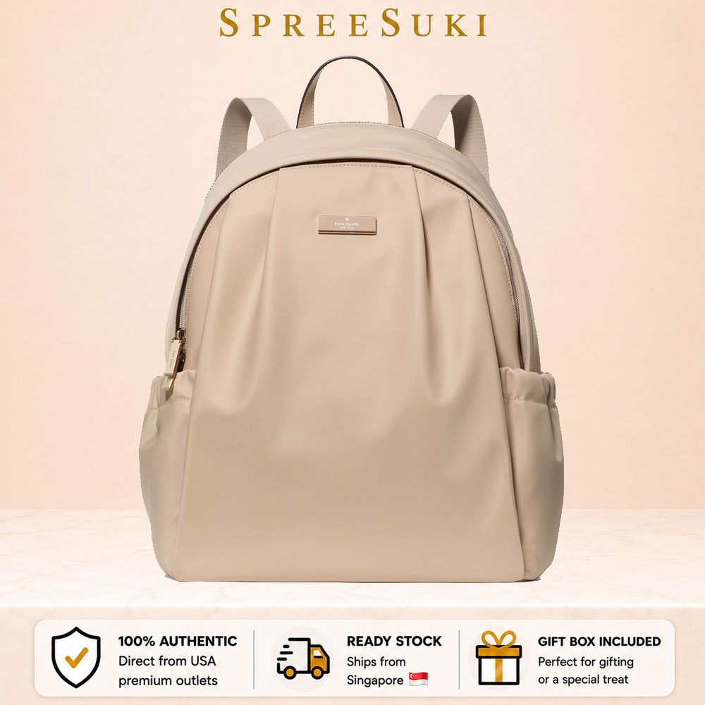 Kate Spade Carter Nylon Large Backpack Warm Beige # KL962
