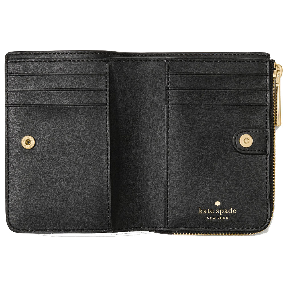 Kate Spade Spade Flower Small L-Zip Wallet Black # KK894