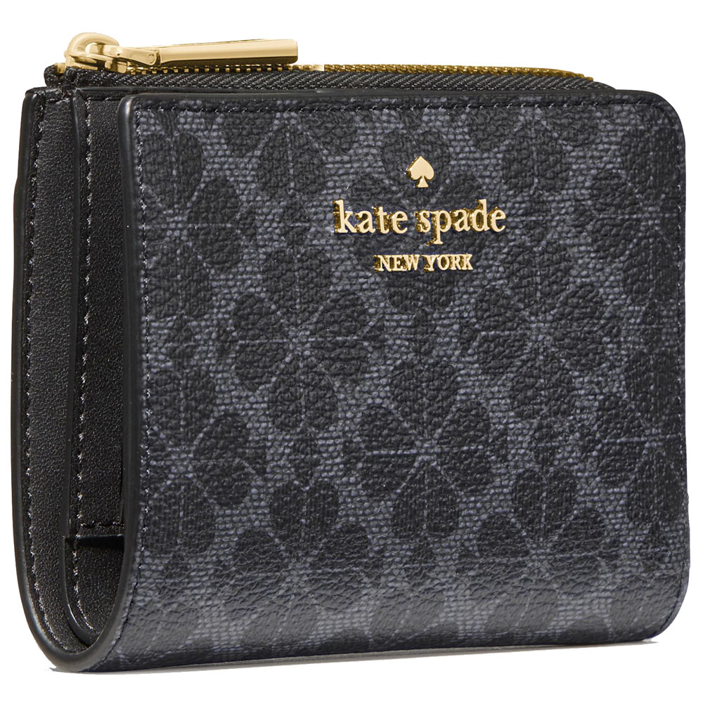 Kate Spade Spade Flower Small L-Zip Wallet Black # KK894
