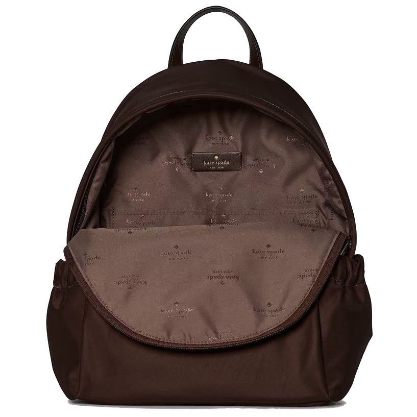 Kate Spade Carter Nylon Large Dome Backpack Hot Fudge Brown # KP111