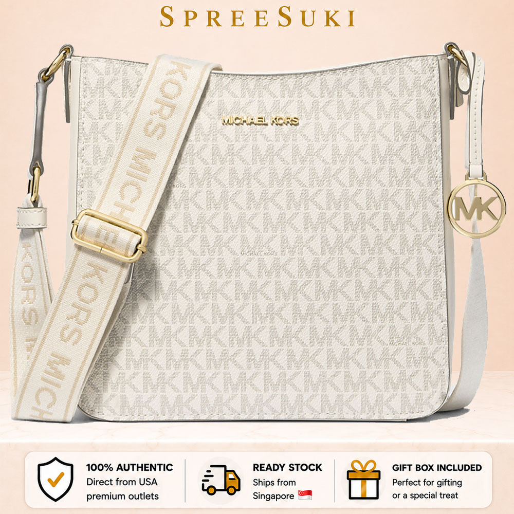 Michael Kors Jet Set Travel Small Signature Logo Messenger Bag Light Cream Multi # 35S5GTVC1B