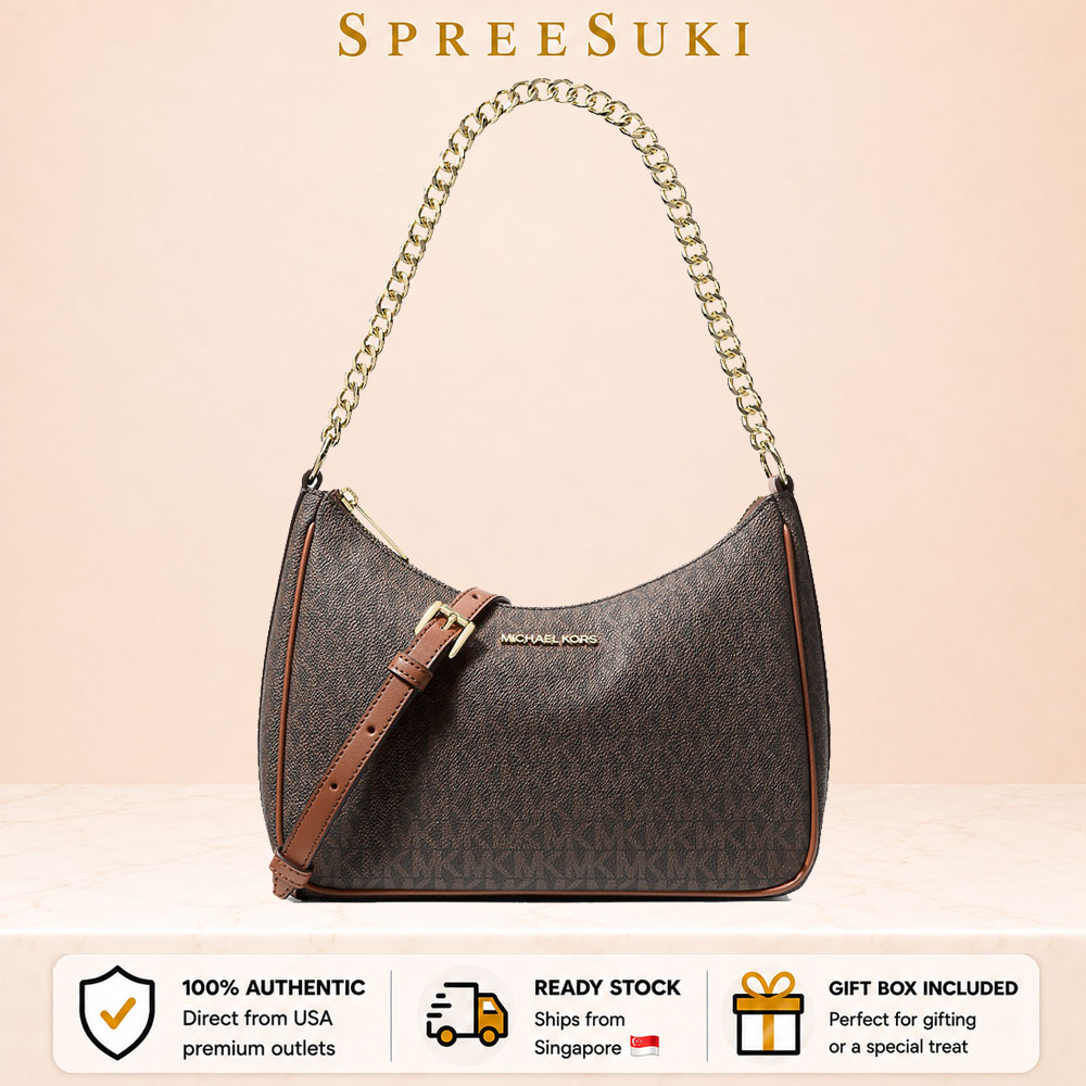 Michael Kors Jet Set Travel Large Signature Logo Convertible Crossbody Bag Brown Dark Brown # 35R6GTVC2B