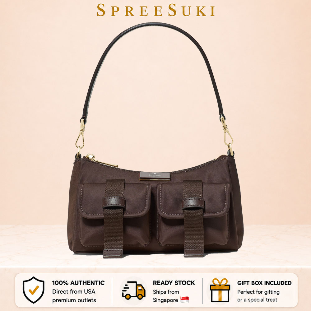 Kate Spade Carter Ksnyl Cargo Crossbody Bag Hot Fudge Chocolate # KN673