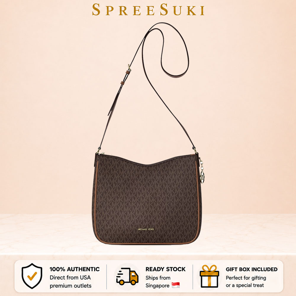 Michael Kors Sling Bag Crossbody Nayla Medium Signature Brown Dark Brown # 35S6G5ZM2B