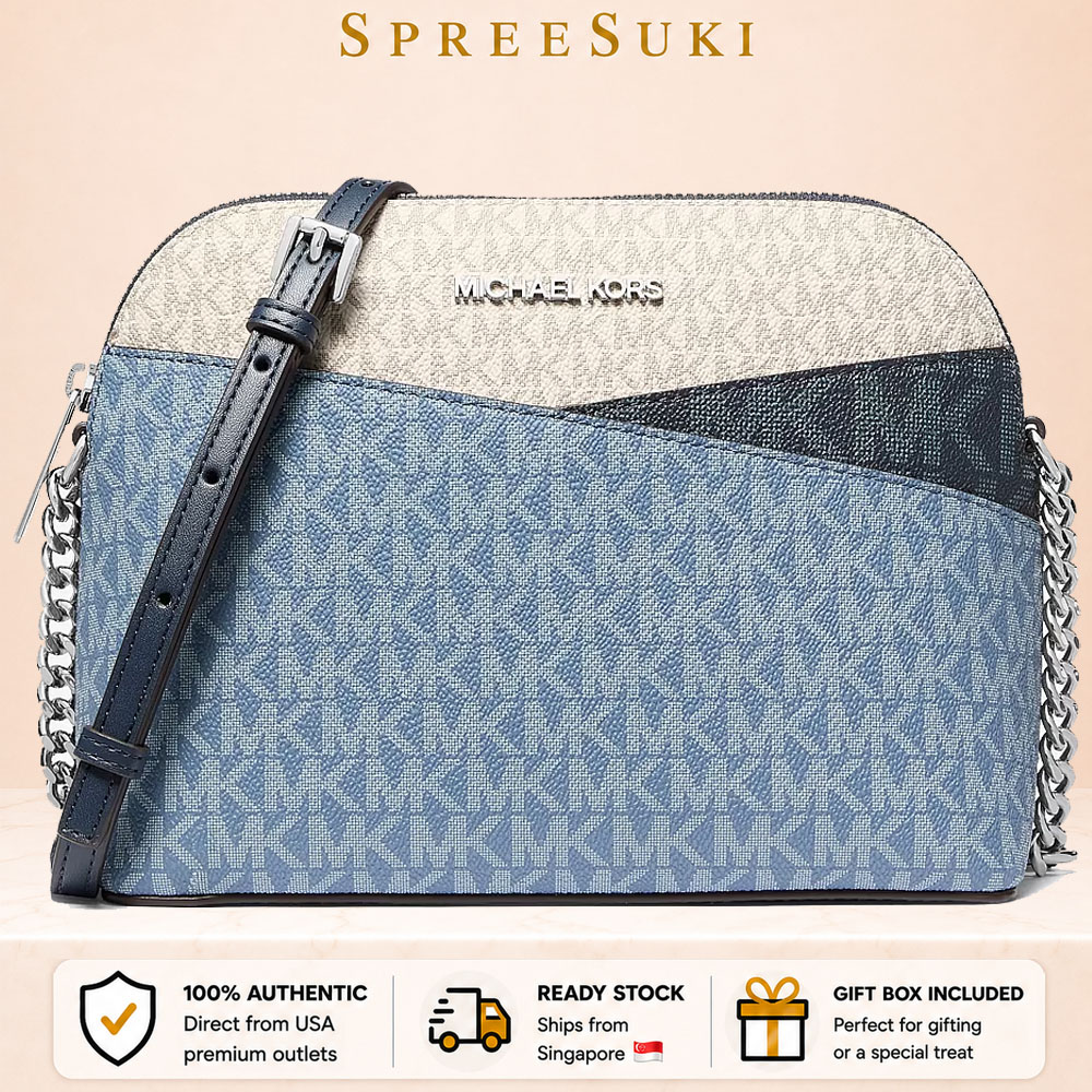Michael Kors Jet Set Travel Color-Block Signature Logo Crossbody Bag Denim Multi Blue # 35S5STVC6B