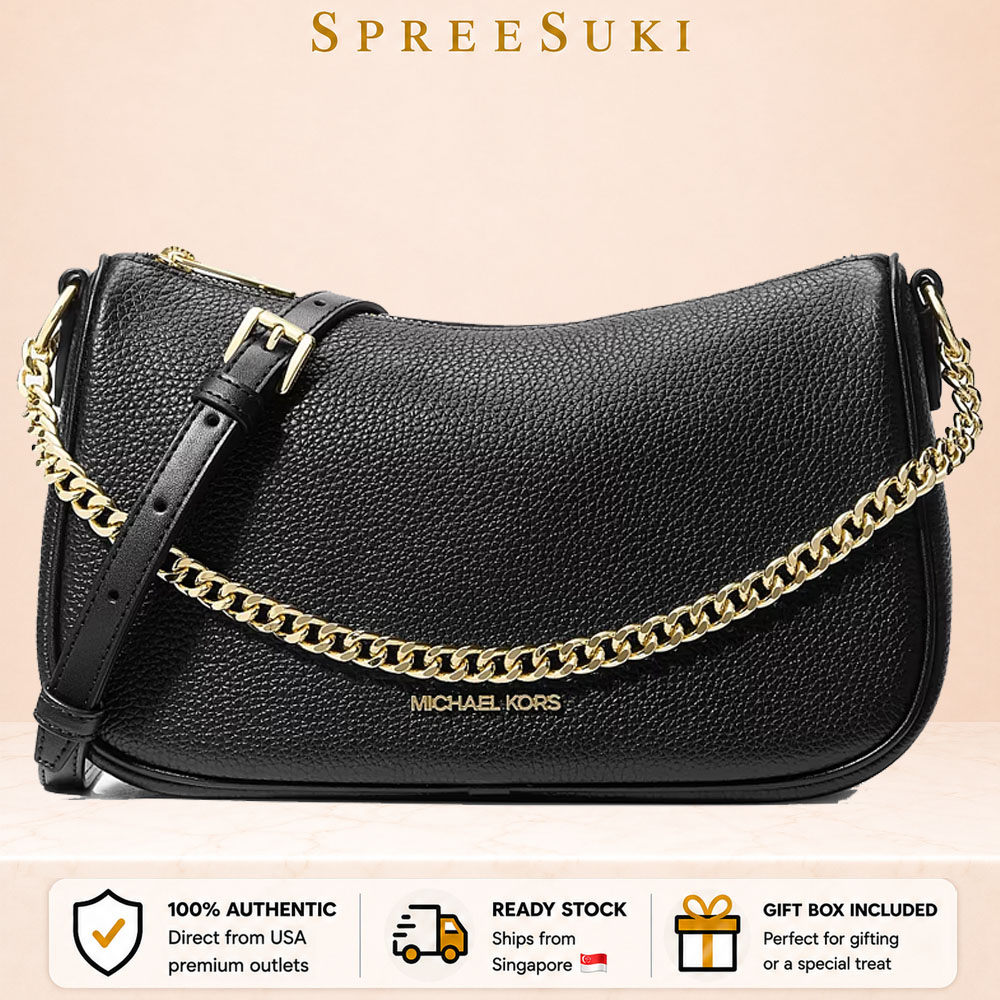 Michael Kors Carmela Medium Pebbled Leather Convertible Crossbody Bag Black # 35F4G1QC6L