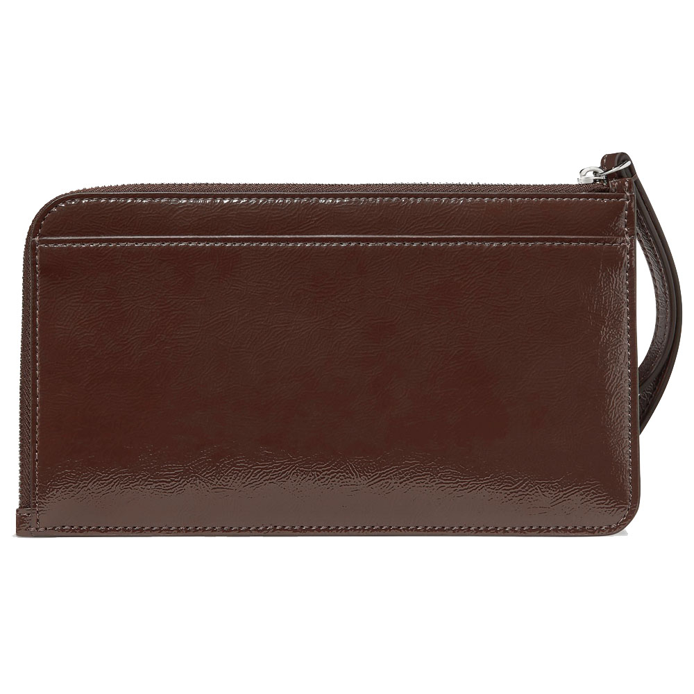 Kate Spade Lucy Shiny Medium Wristlet Hot Fudge Chocolate # KP166