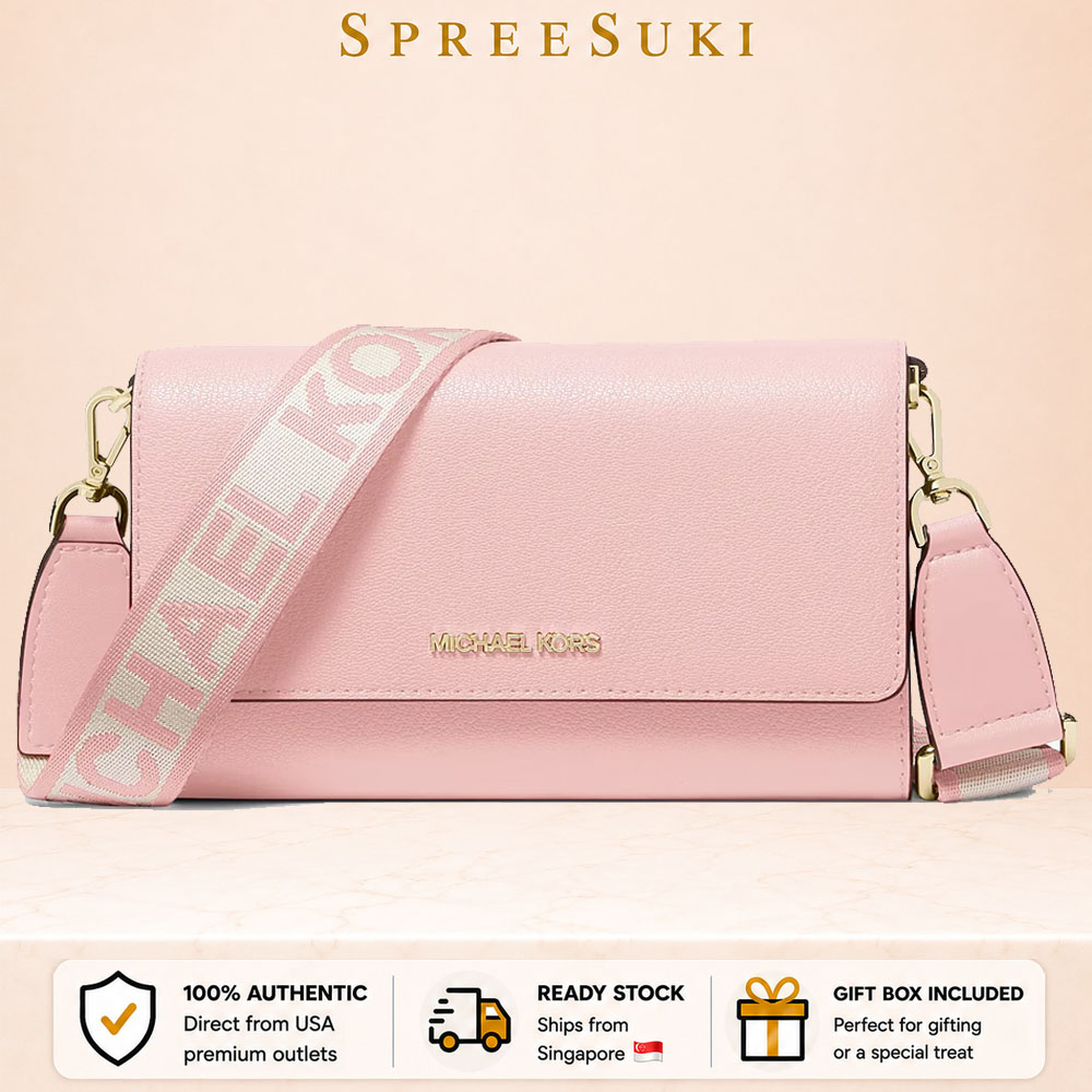 Michael Kors Jet Set Large Leather Crossbody Bag Powder Blush Blush Pink # 35F2GTTC8L