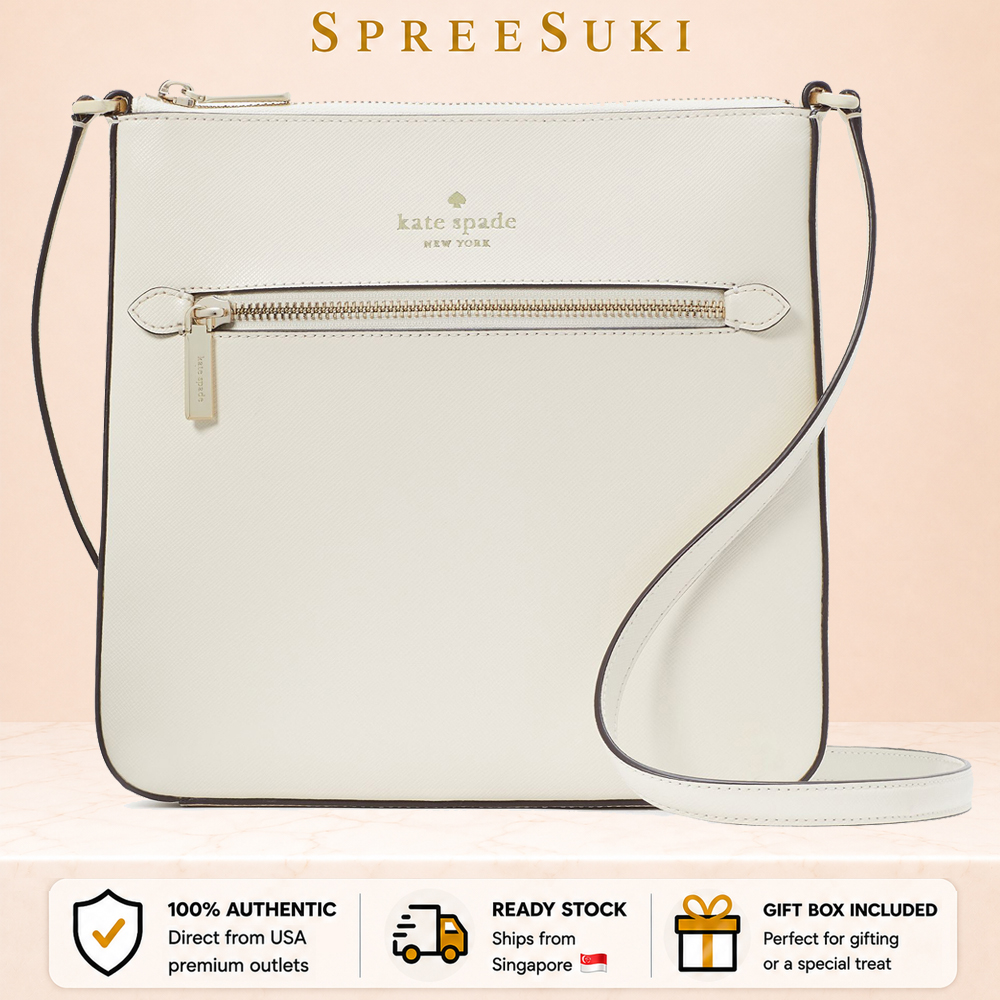 Kate Spade Sadie Saffiano Leather North South Crossbody Bag Sling Meringue Off White # K7379