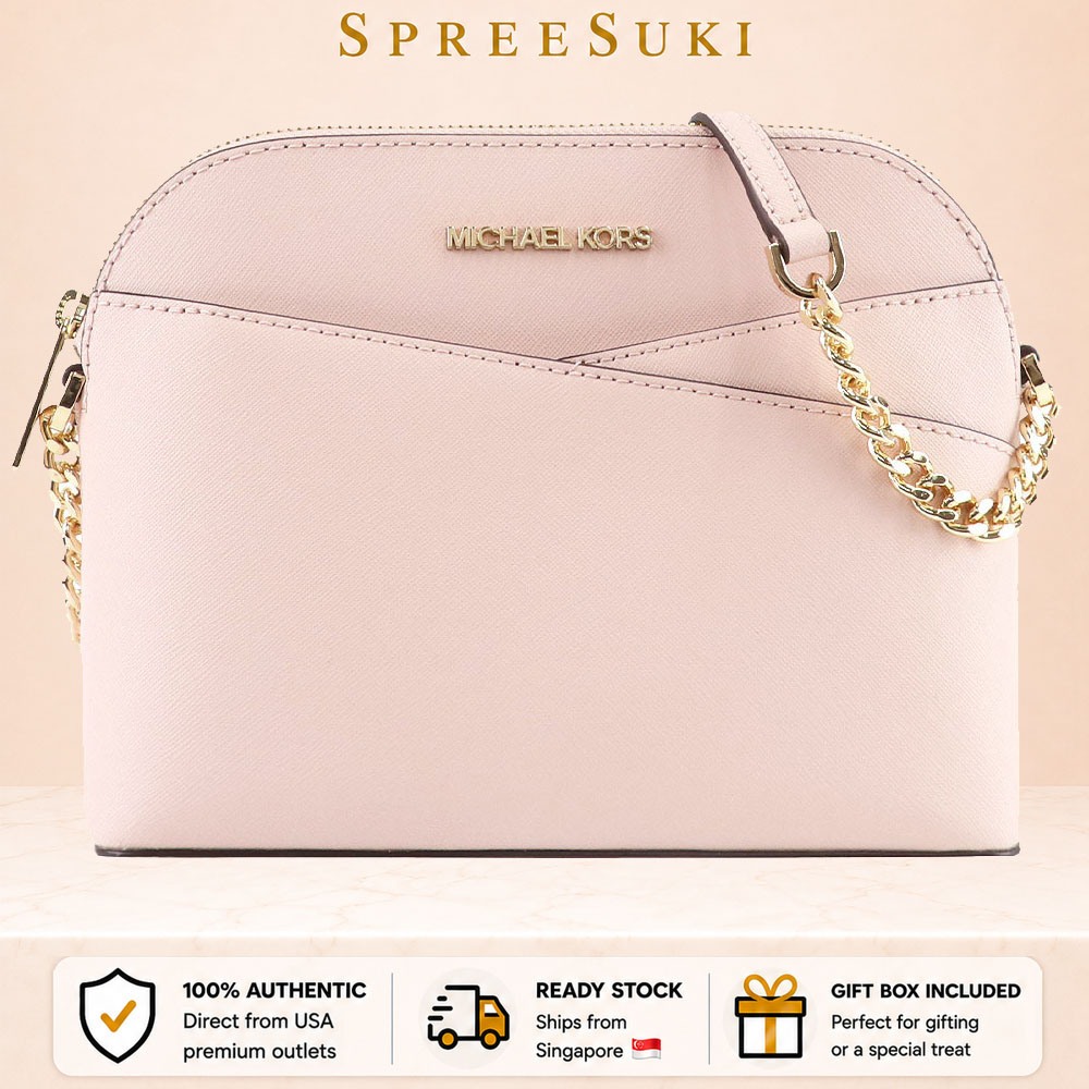 Michael Kors Jet Set Travel Medium Dome Crossbody Bag Sling Powder Blush Blush Pink # 35F1GTVC6T