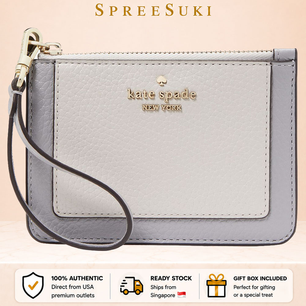 Kate Spade Lena Colorblock Small Card Holder Wristlet Mountain Grey Multi # KH790
