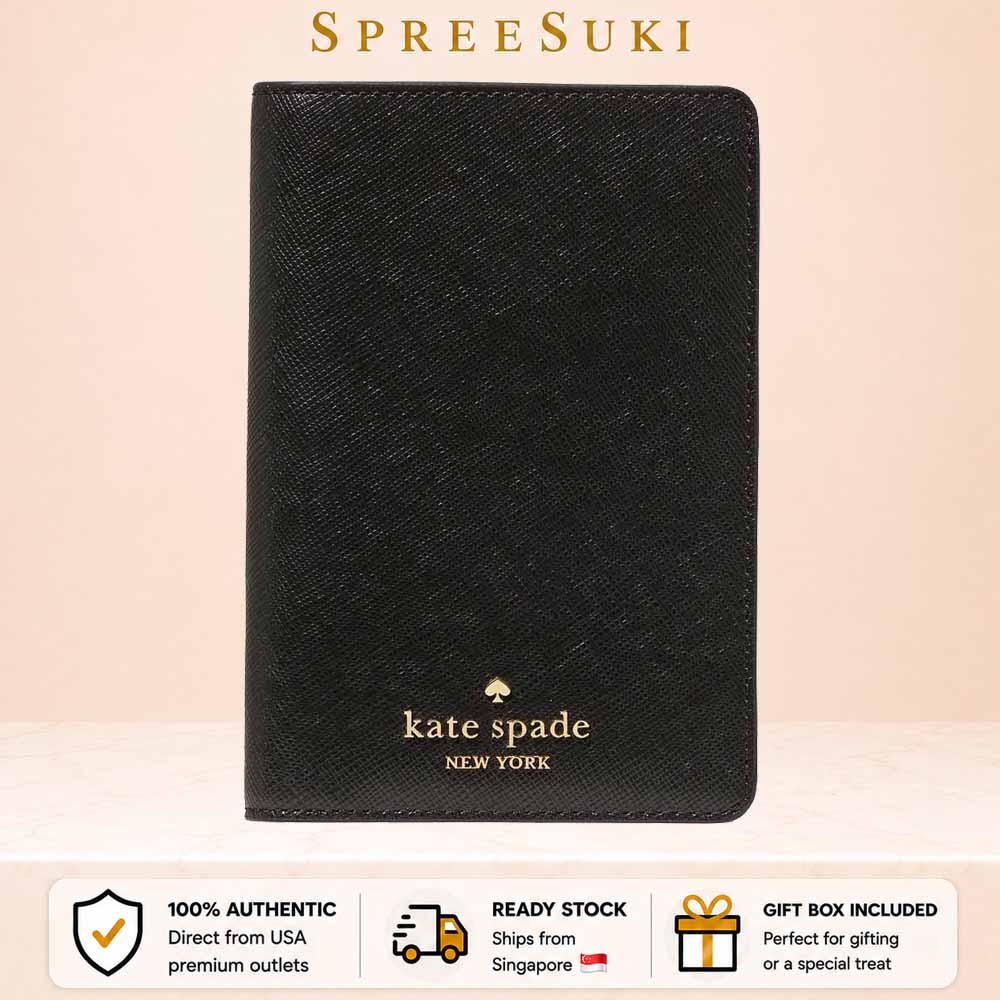 Kate Spade Saffiano Leather Passport Holder Black # KN778